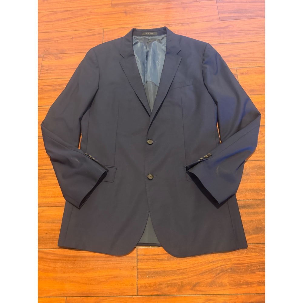 Hugo Boss Reda Super 110s Wool Blazer Mens 42L Navy Blue Two Button Suit Jacket